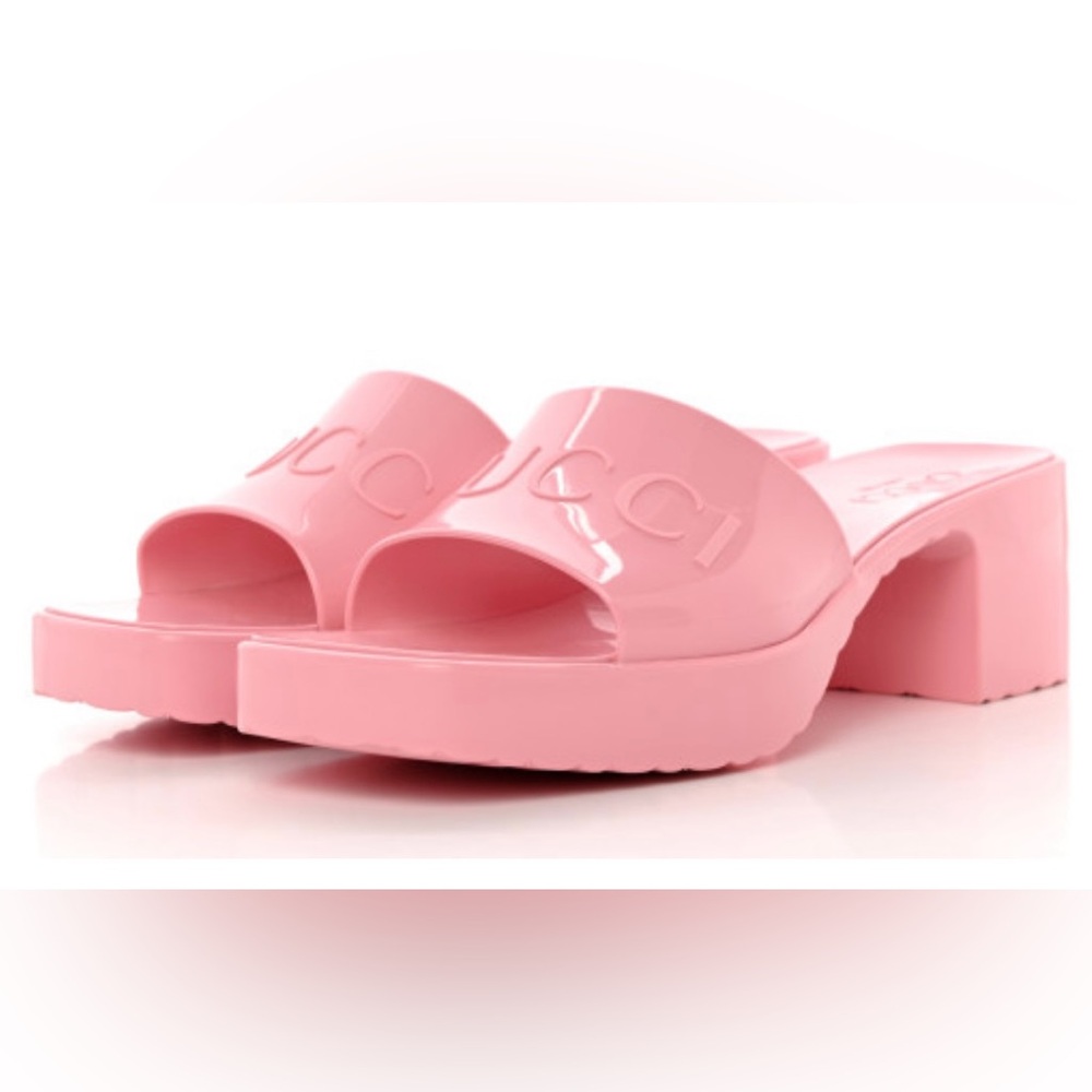 Gucci Pink Rubber Sandals